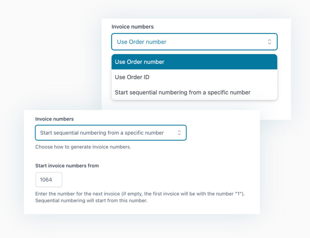 Invoice sequential numbering
