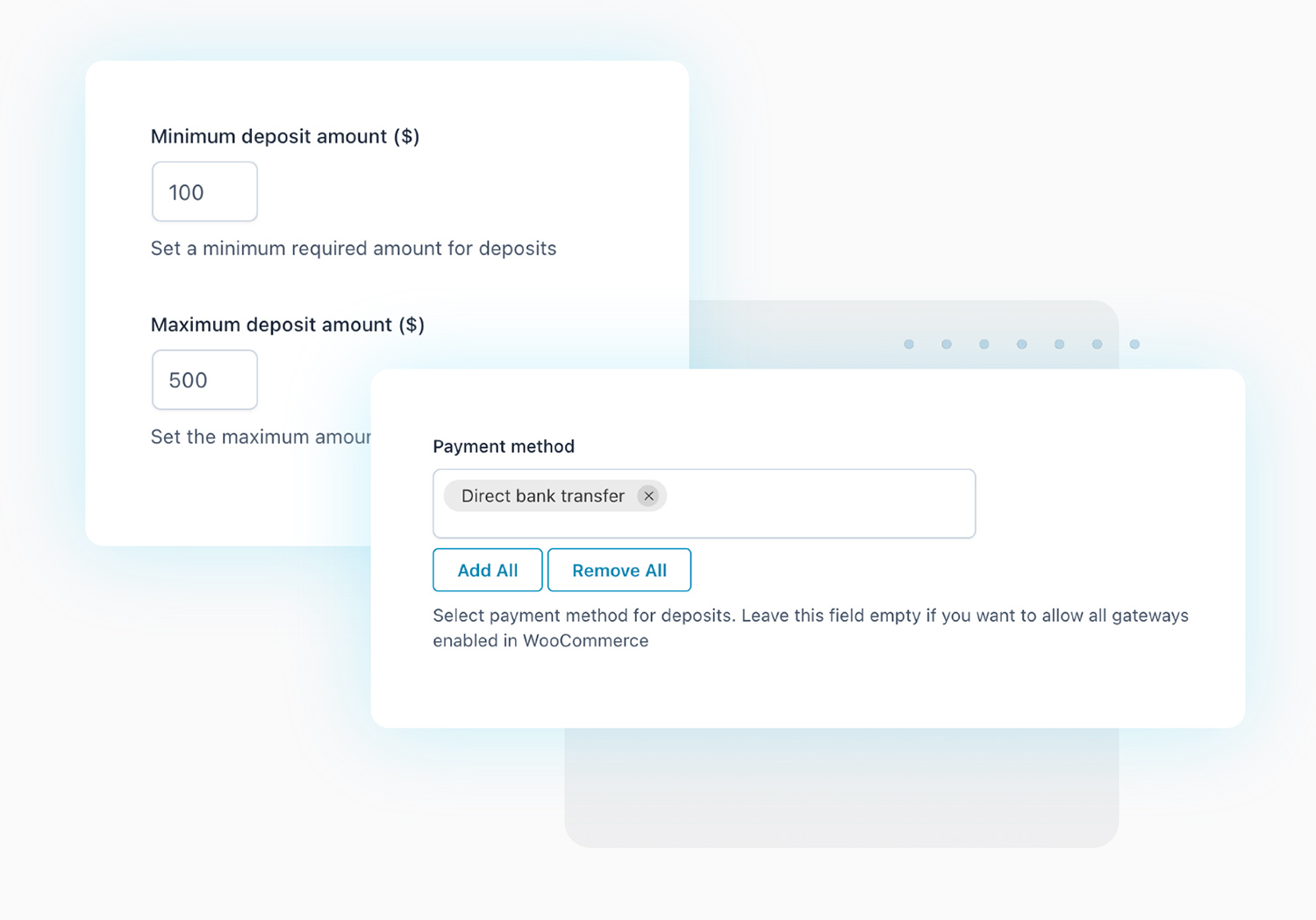 Minimum and maximum deposit amount
