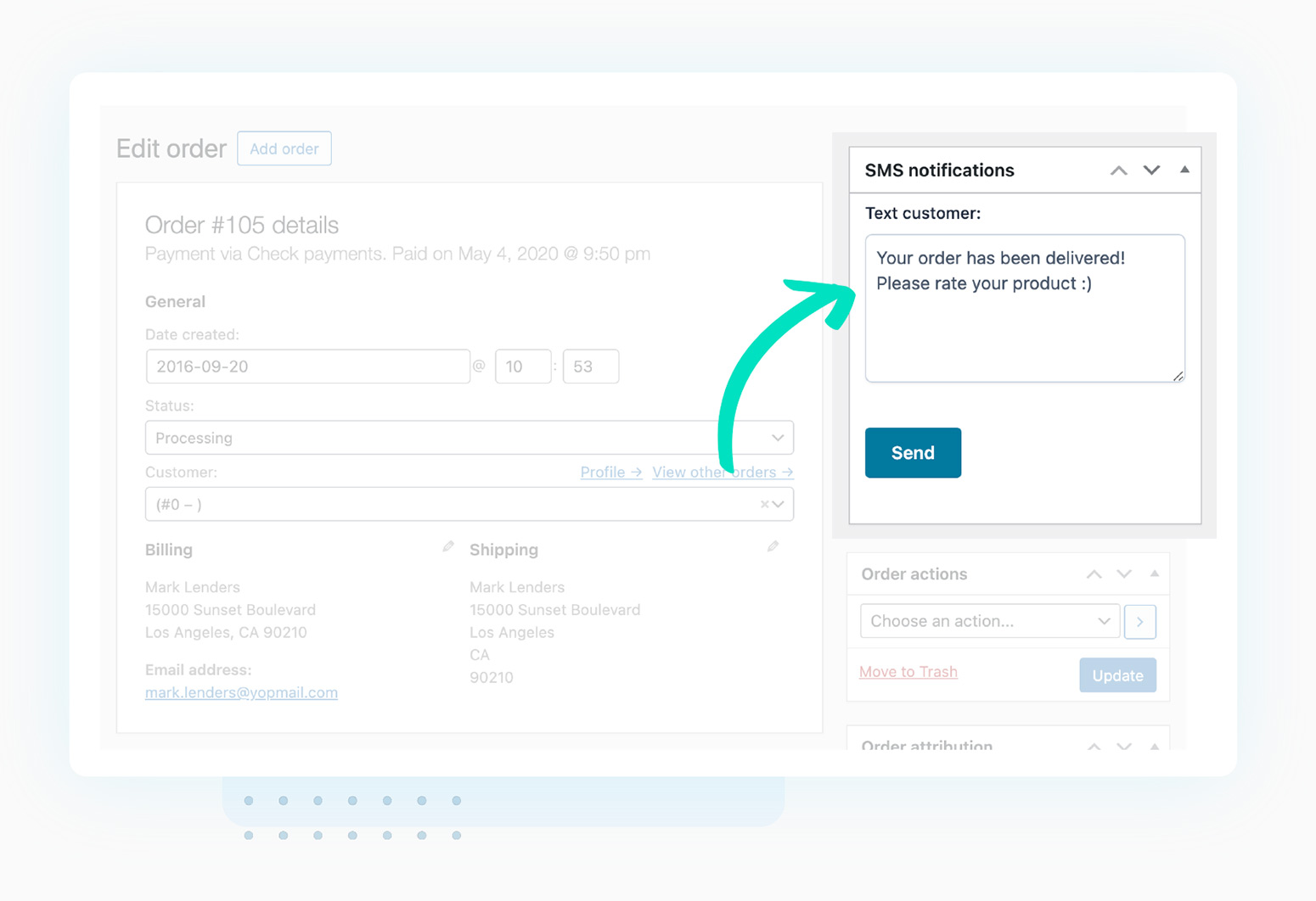 Send SMS from order details