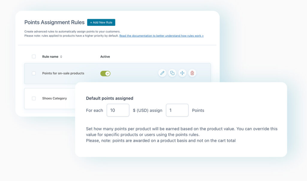 Imposta punti diversi per prodotto
