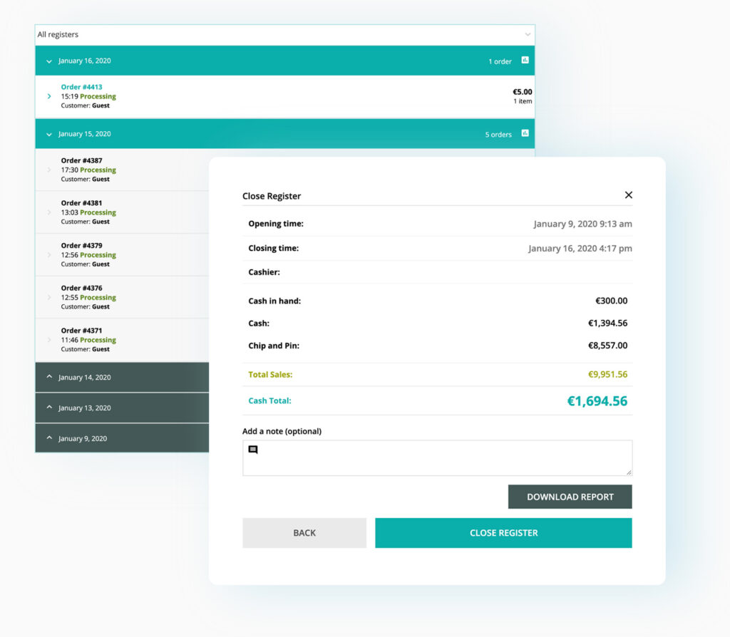 POS orders in closure report