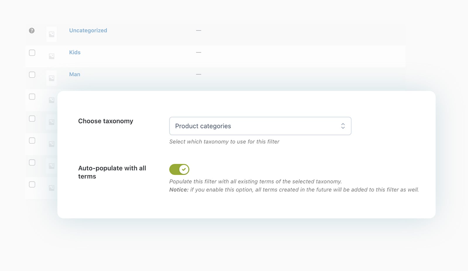 Autopopulate filters