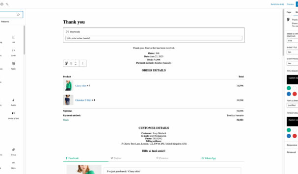 Build thank you page with blocks