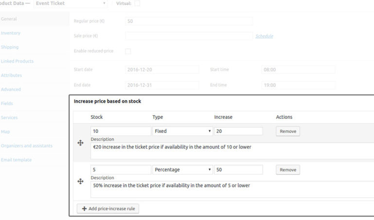Price-increase rule based on stock