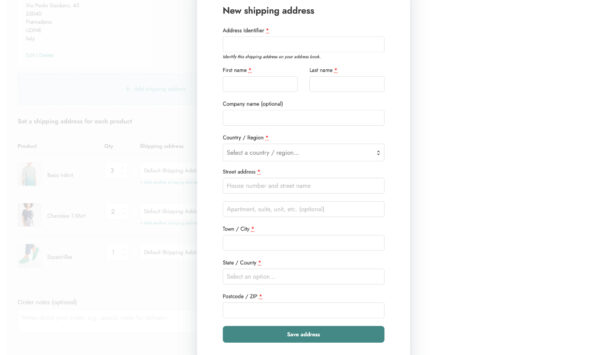 Add shipping address modal