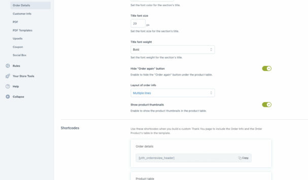 Customization - order details