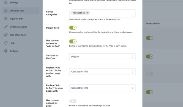 Add product to exclusion list