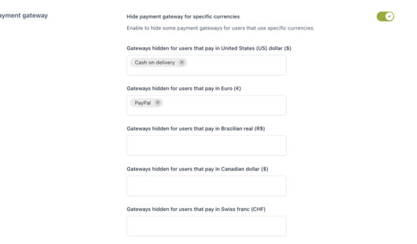 Payment gateway settings