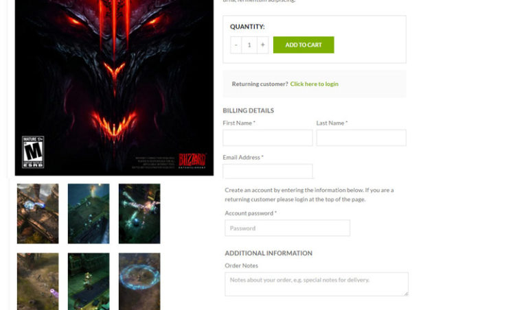 Quick checkout in product page