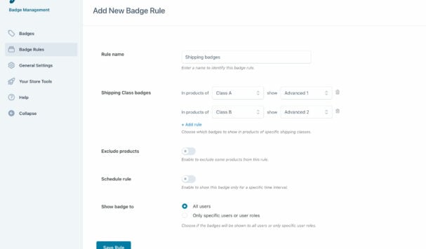 Badge rule - shipping