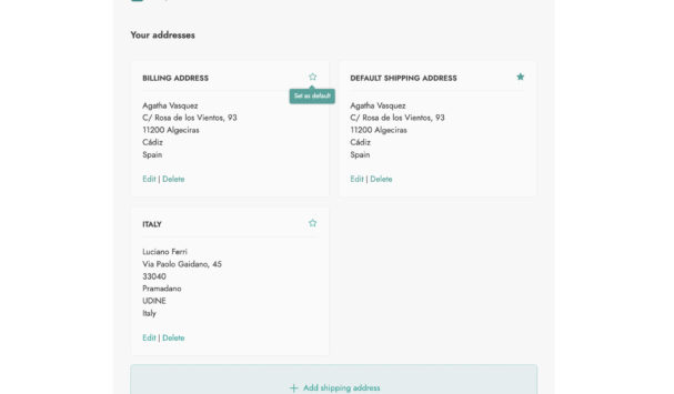 Load saved addresses or add new in checkout