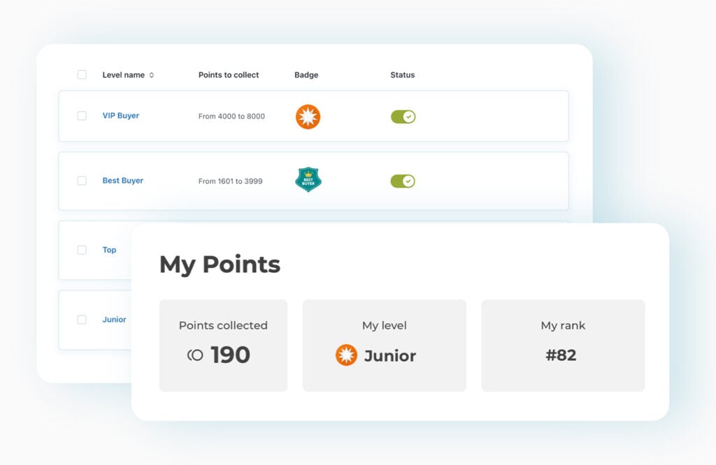 Levels and badges gamification