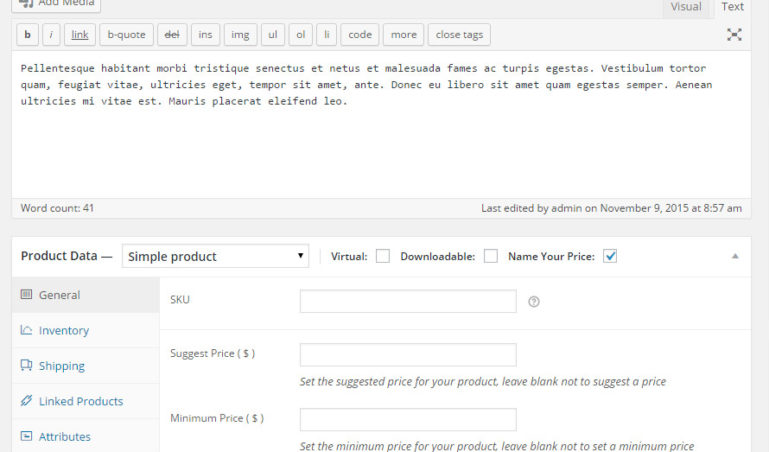 Single product configuration