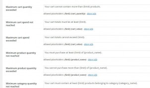 Error messages - Cart page