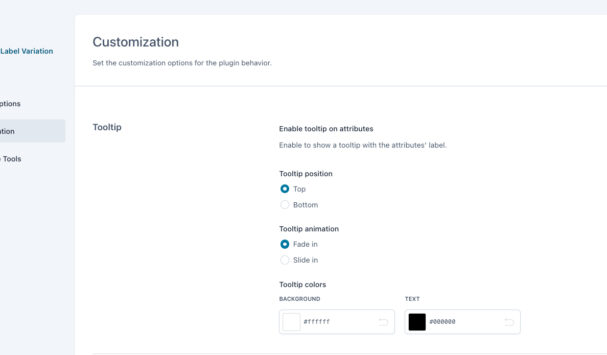 Customization options - Tooltip
