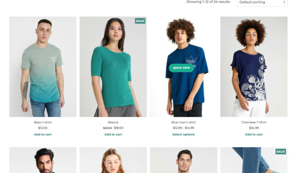 Quick view text button on product image