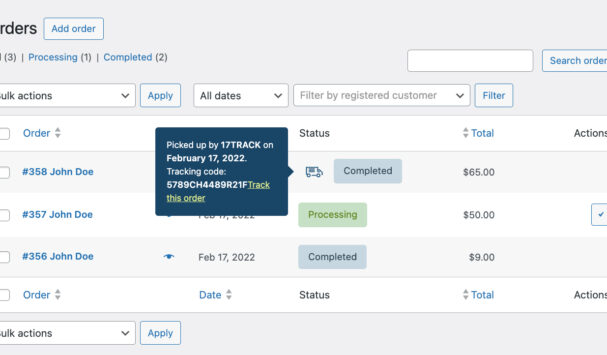 Tracking info in Orders table