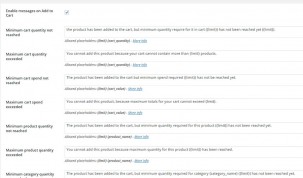 "Add to cart" error messages
