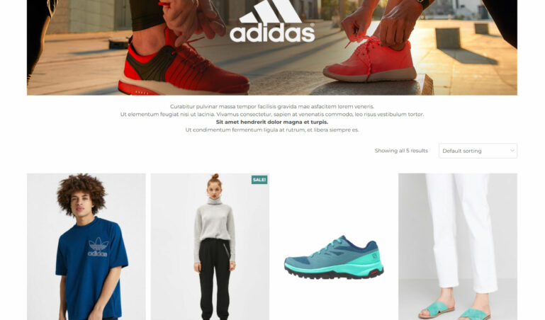 Brand page with banner, description and products