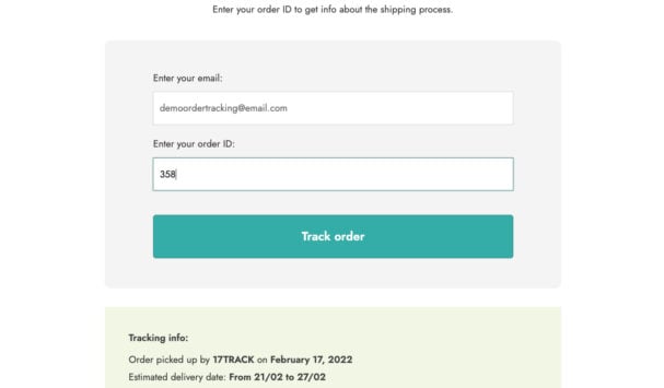 Shortcode - track your order