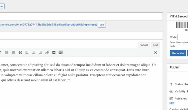 Barcode on product edit page