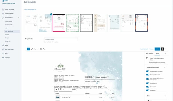 Choose and customize template