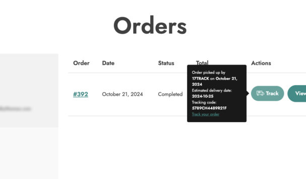 Tracking info in My Account