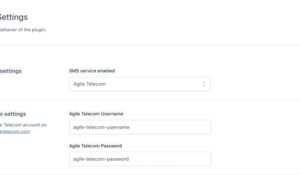 SMS service settings