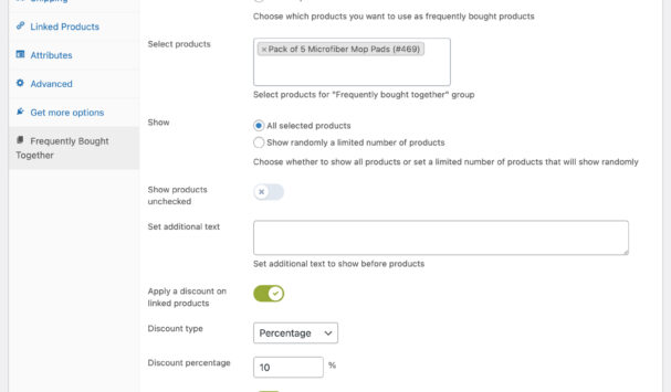 Frequently bought together options on product page