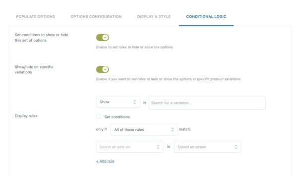 Conditional logic tab