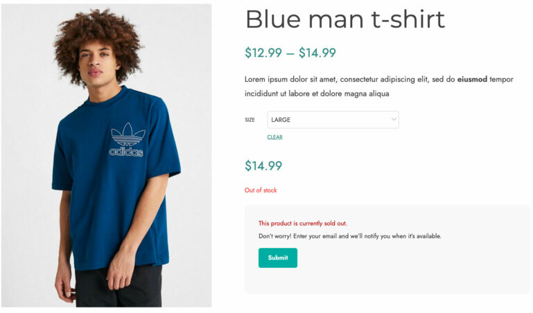 Waitlist on a product page