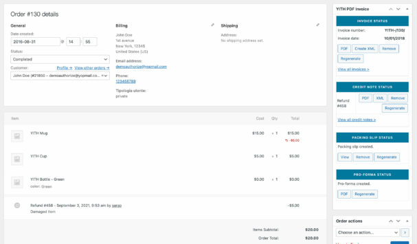 Documents generation in product page
