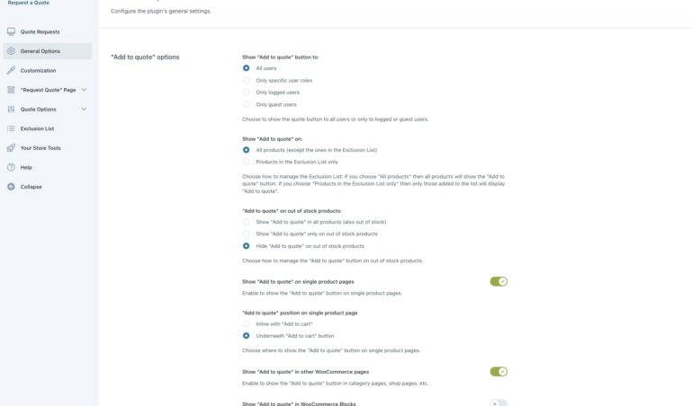 Add to quote options