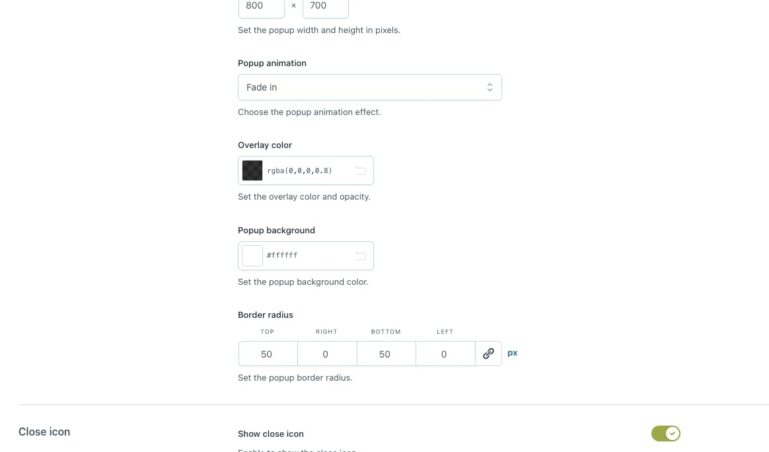 Customization - Popup design