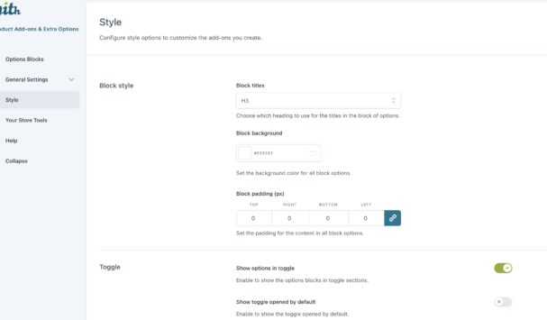 Style - Block style and Toggle