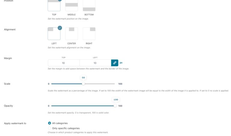 Image watermark options