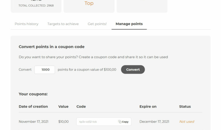 My account - Coupons