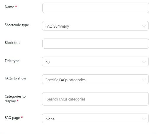 Shortcode creation - FAQ Summary