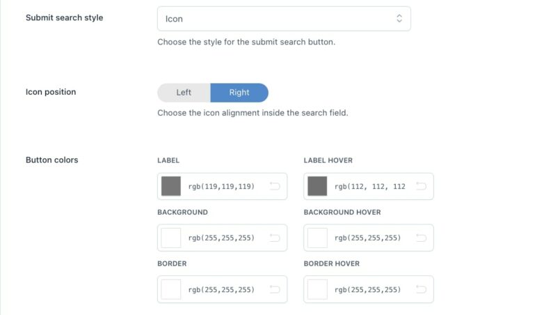 Search shortcodes - Submit button 2/4