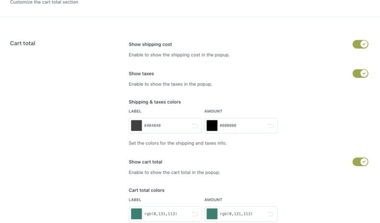 Customization - Cart total
