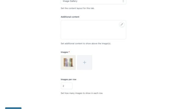 Image gallery tab options