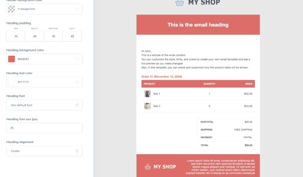 Template builder - Header