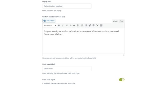 Recover password options