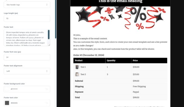 Template builder - Footer