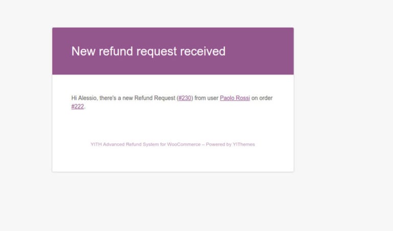 Admin email - New refund request