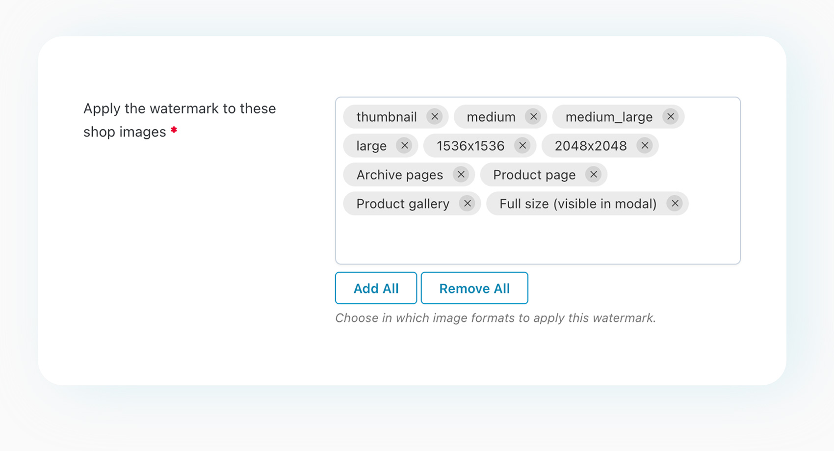 Apply watermark to shop images