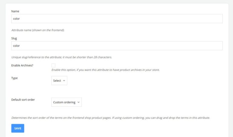 Edit product attribute