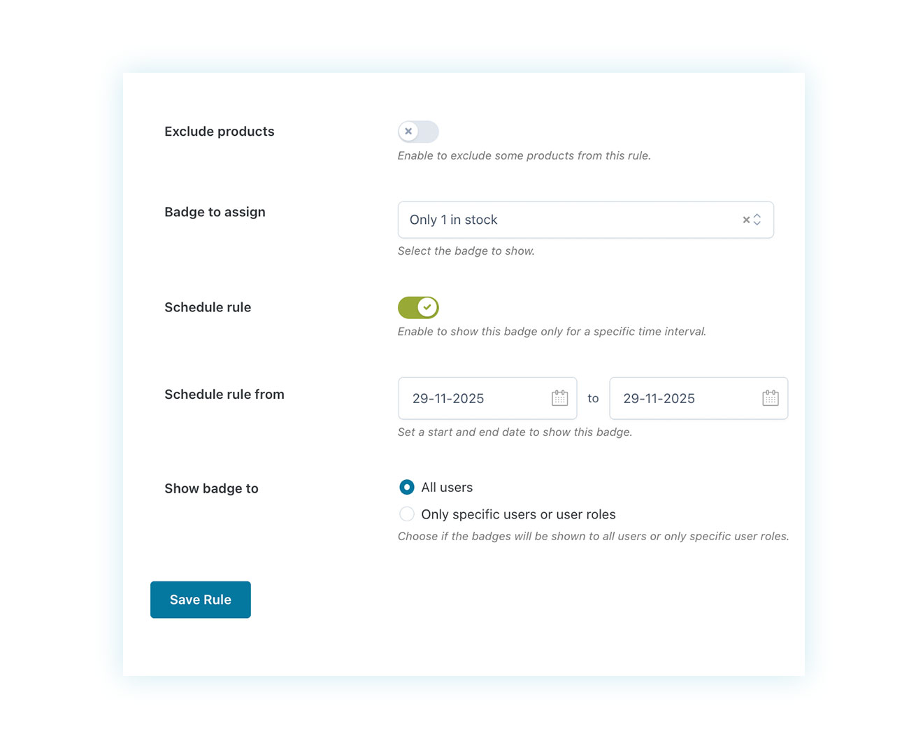 Badge visibility programming