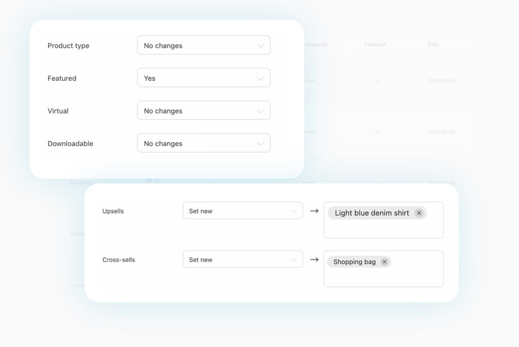 Bulk edit upsells and cross-sells