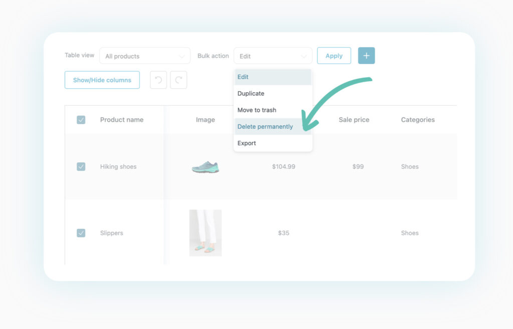 Bulk delete products